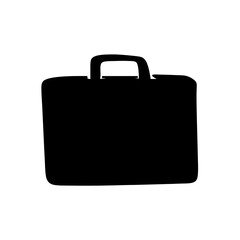 Bold silhouette of a briefcase stands on a white background