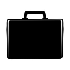 Simple black briefcase icon design on white background, business symbol