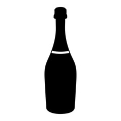 Silhouette of Champagne Bottle Depicting Celebration and Festive Drink Ready to Open