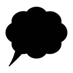 Black thought bubble cloud shaped illustration on a white background art