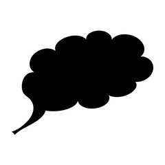 Black Silhouetted Blob with Stem on White Background, like a Leaf