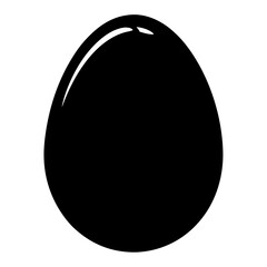 A Single Smooth Black Egg on a White Background with Glossy Highlight