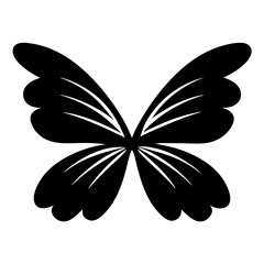 Stylized Butterfly Wings with Radial Lines in Black and White Design