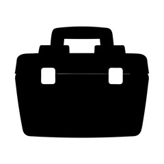 Black Silhouette Illustration of a Closed Toolbox, Container, or Carrying Case