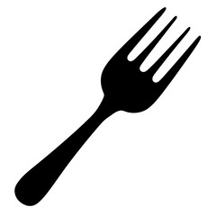Elegant Black Fork Silhouette Against White Background for Food and Dining Concepts