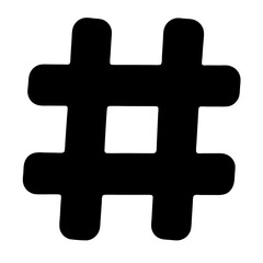 A bold black rounded hashtag symbol isolated on a white background