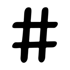 Obraz premium Hand drawn style black colored hashtag symbol or number sign icon