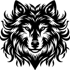Fototapeta premium Stylized Black and White Wolf Head Graphic.