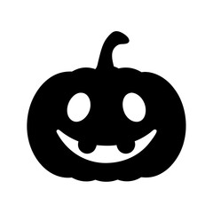 A charming and minimalist black pumpkin character with a playful expression