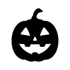 Silhouette of a carved Halloween pumpkin with a happy smiling expression