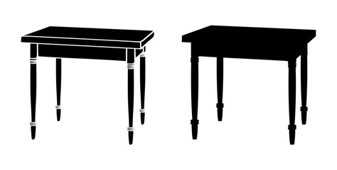 Kitchen Rectangular Table Black Silhouette Decorative Furniture