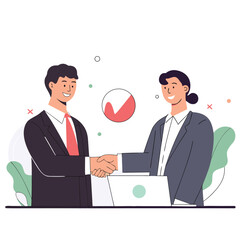Successful business partnership agreement achieved through handshake and positive outcome symbolizing collaboration and trust