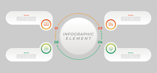 4 Options or Steps Infographic Element with Gradient Style for presentations, reports, and web