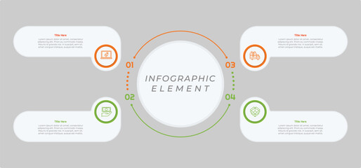4 Options or Steps Infographic Element with Flat Style for presentations, reports, and web