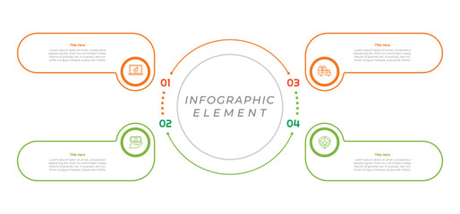 4 Options or Steps Outline Infographic Element for presentations, reports, and web