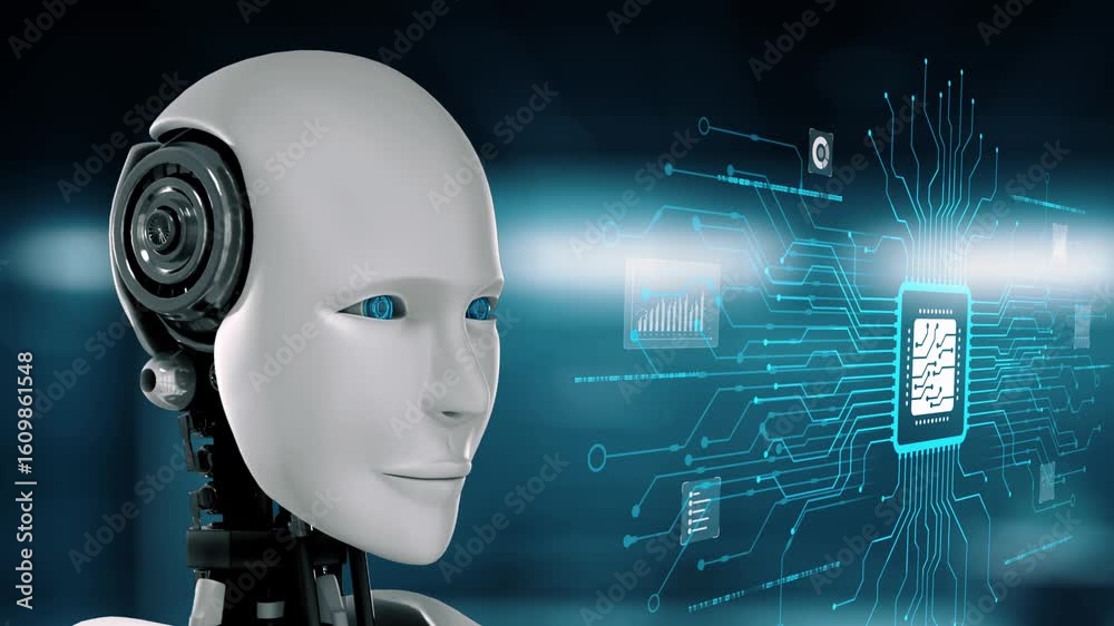 Poster ai assistant brain processor with llm technology, big data, machine learning, generative ai for busi