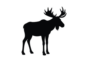 Moose silhouette black vector white background