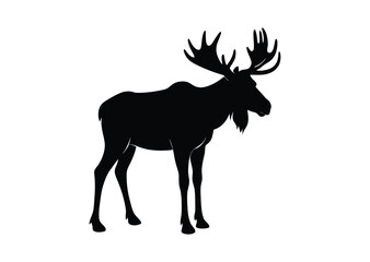 Moose silhouette black vector white background