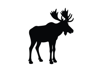 Moose silhouette black vector white background