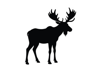 Moose silhouette black vector white background