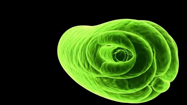 Glowing Green Bacterium Cell Structure