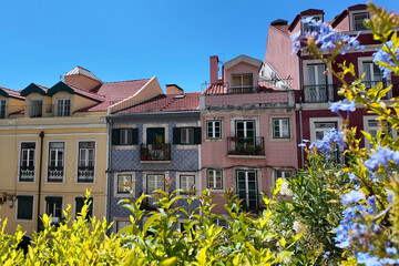 Charming Lisbon Buildings with Colorful Facades and Greenery
