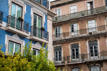 Lisbon Architecture Colorful Buildings with Balconies