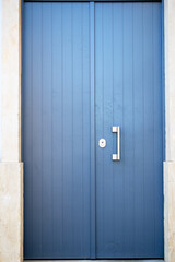 Blue Double Door with Silver Handle