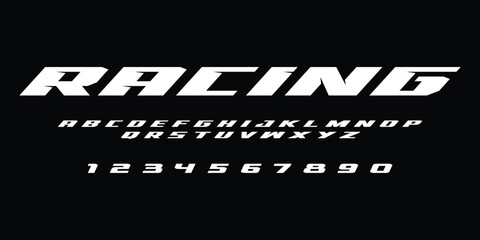 Obraz premium Racing Speed Alphabet Font Vector Bold Sport Typography Letters Download it in high resolution format and print in any size