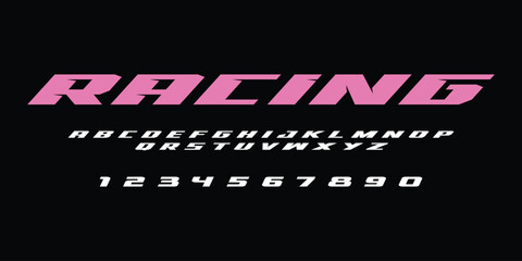Obraz premium Racing Speed Alphabet Font Vector Bold Sport Typography Letters Download it in high resolution format and print in any size