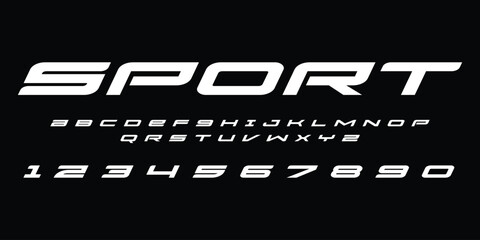 Obraz premium Sport Racing Speed Alphabet Font Vector Bold Sport Typography Letters Download it in high resolution format and print in any size