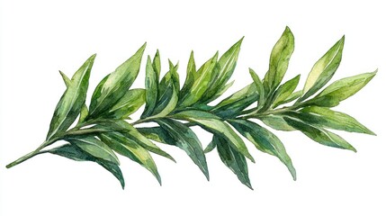 Obraz premium Green leafy branch isolated on white background