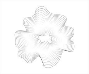 Stylized black radial audio wave pattern on white canvas. Modern vector concept for sound visualizations and music posters