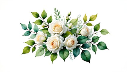 Elegant Watercolor Roses Arrangement for Wedding Invitations and Floral Design Projects Romantic Floral Decoration