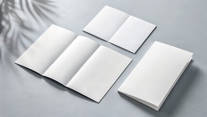 Blank Magazine Mockup on a Gray Background with Leaf Shadow Overlay