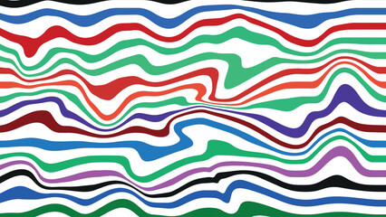 Seamless retro wave background in bold red and yellow tones with dynamic flowing lines in horizontal and vertical format, psychedelic 60s 70s vector illustration for nostalgic themes