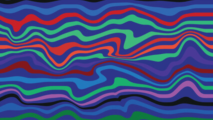 Seamless retro wave background in bold red and yellow tones with dynamic flowing lines in horizontal and vertical format, psychedelic 60s 70s vector illustration for nostalgic themes