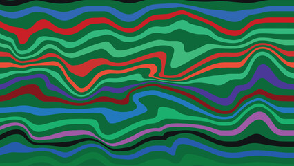 Seamless retro wave background in bold red and yellow tones with dynamic flowing lines in horizontal and vertical format, psychedelic 60s 70s vector illustration for nostalgic themes