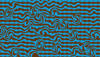 Colorful psychedelic wave background with red and yellow dynamic curves in abstract 1960s 1970s retro mod style, horizontal and vertical layout for banners, posters, and prints