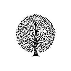 Naklejka premium Stylized Black and White Tree Silhouette 1.
