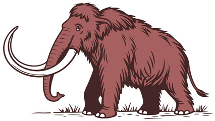 Mammoth illustration prehistoric animal woolly mammoth extinct ice age brown mammoth vector graphic art
