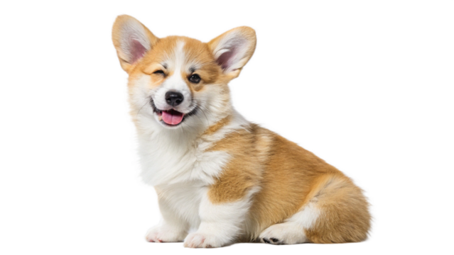 Cute corgi puppy dog winking adorable smiling happy pet animal friend companion breed canine domestic doggy