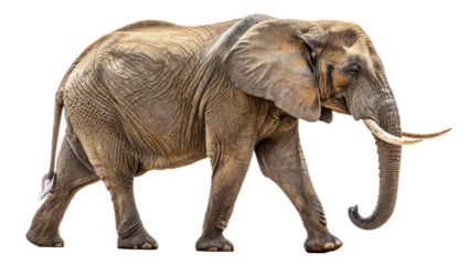 Isolated african elephant walking side view wildlife animal mammal safari nature conservation big tusks