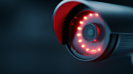 Close Up of a Security Camera with Red LEDs