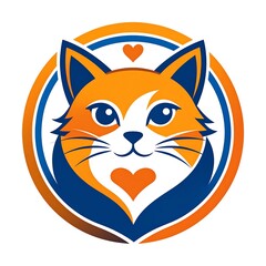Obraz premium Cute cartoon cat face in a circular design