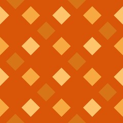 Bold diamond shapes in varying shades of orange are arranged in a regular, grid-like pattern against a darker orange background. The repetitive geometric design creates a sense of rhythm and balance.
