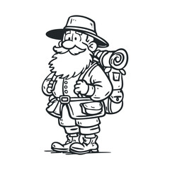 Naklejka premium Adventurer character with backpack for outdoor exploration design