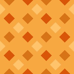 Repeating pattern of orange and brown diamonds is set against a muted orange background, creating a geometric grid-like design. Alternating colors give the pattern a dynamic yet harmonious appearance.