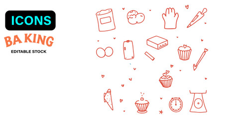 "Flat Cartoon Baking Tools & Ingredients Set – Pastel Clipart"