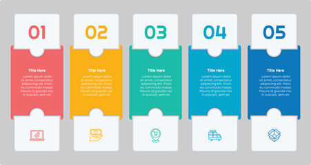 5 Options or Steps Infographic Element with Flat Style for presentations, reports, and web